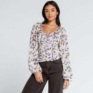 NWT Free People Mabel Printed Blouse